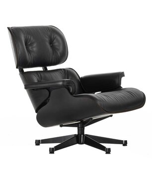 Vitra - Eames Lounge Chair, black edition black premium leather , black swivel