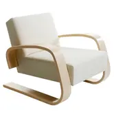 Aalto Armchair 400 Tank, birch, Hallingdal 100 ecru