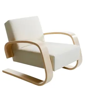 Aalto Armchair 400 Tank, birch, Hallingdal 100 ecru