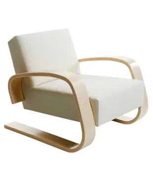 Aalto Armchair 400 Tank, birch, Hallingdal 100 ecru