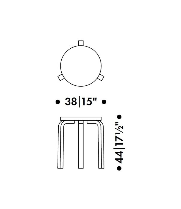 Artek  Artek - Stool 60 berken - zitting leer Sörensen Prestige Walnoot