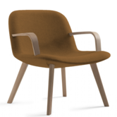 Model 4856 Eyes Lounge Armstoel, houten basis, Remix Mustard Yellow