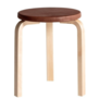 Artek - Stool 60 birch - seat leather Sörensen Prestige Walnut