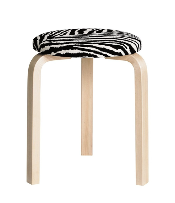 Artek  Stool 60 birch, fabric Zebra