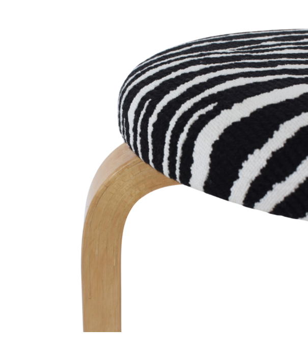 Artek  Stool 60 birch, fabric Zebra