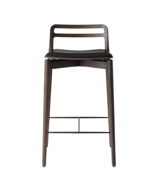 Vipp  Vipp 484 Cabin Barkruk donker eiken, zwart leer