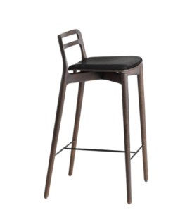 Vipp 484 Cabin Bar Stool dark oak, black leather 67cm