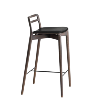 Vipp 484 Cabin Bar Stool dark oak, black leather 67cm