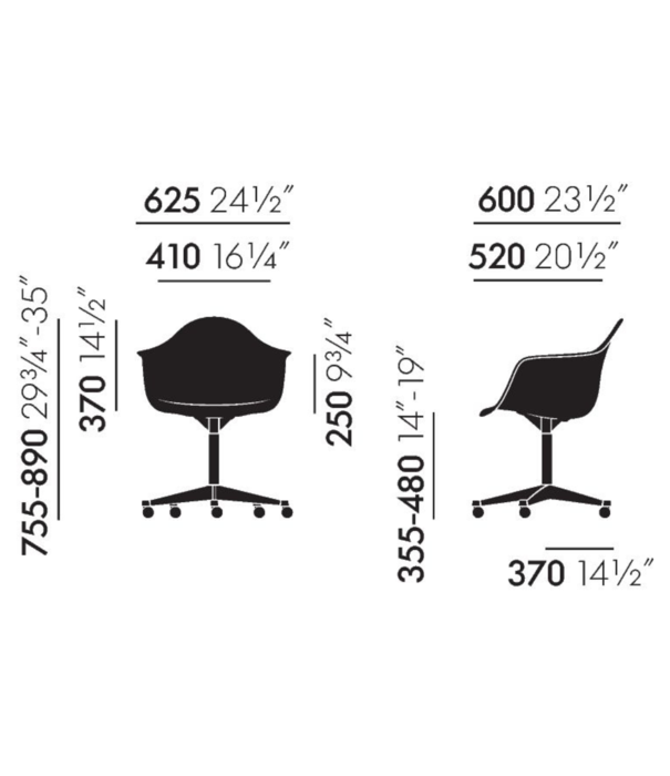 Vitra  Vitra - Eames PACC RE Plastic Armchair chrome with black castors