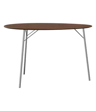 Fritz Hansen - Egg Table walnut, chrome base