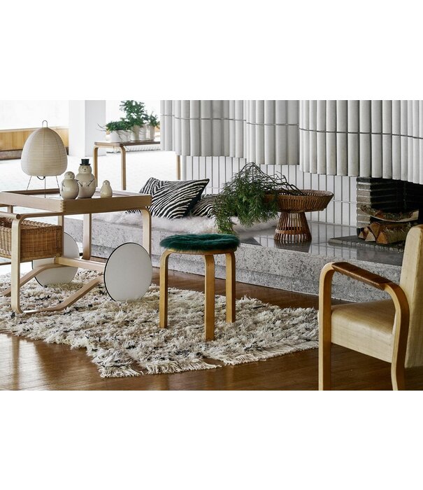 Artek  Stool 60 birch, fabric Zebra