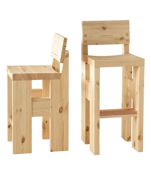 Vaarnii 001 bar stool high, natural pine