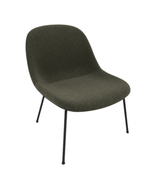 Muuto Sale  -  Fiber lounge stoel Wooly groen, tube zwart voet