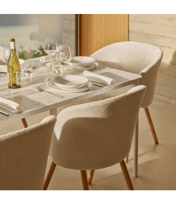 Vitra  Mikado Eetkamer Side Stoel eiken, stof Plano 69 donkergrijs