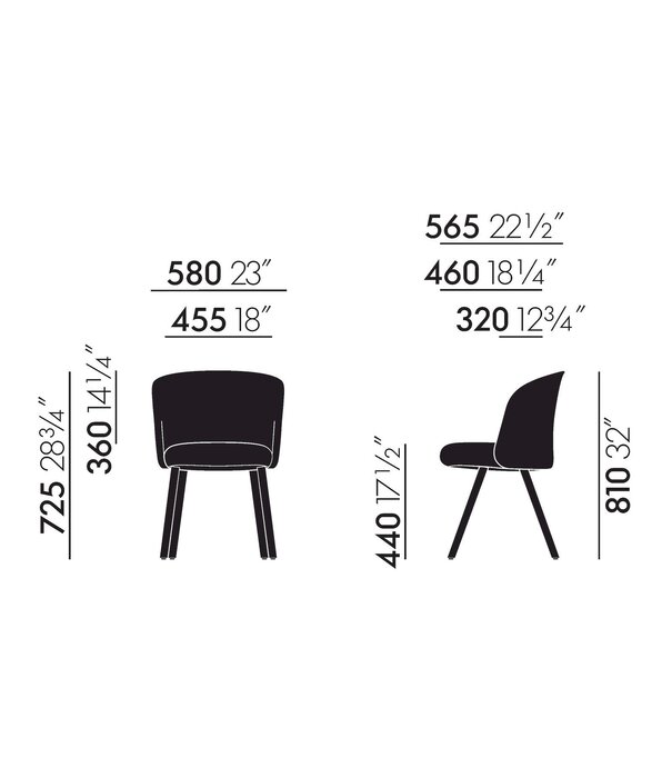 Vitra  Vitra - Mikado Dining Side Chair oak, fabric Plano 69 dark grey