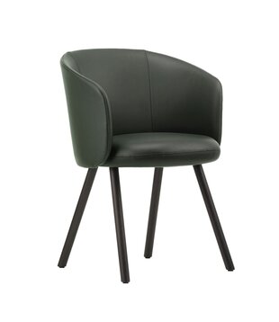 Vitra Mikado Eetkamerstoel met arm Jade premium F leer, donker eiken poten