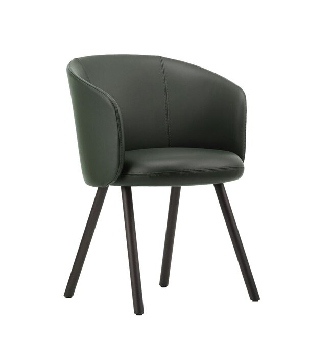 Vitra  Mikado Armstoel donker eiken, Jade premium F leer