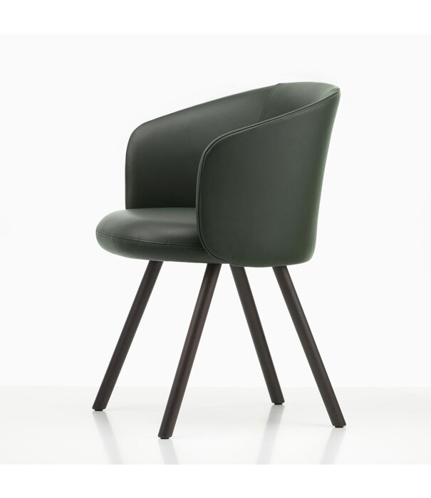 Vitra  Mikado Armstoel donker eiken, Jade premium F leer