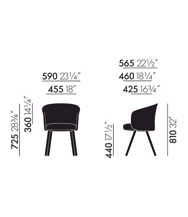 Vitra  Mikado Armstoel donker eiken, Jade premium F leer