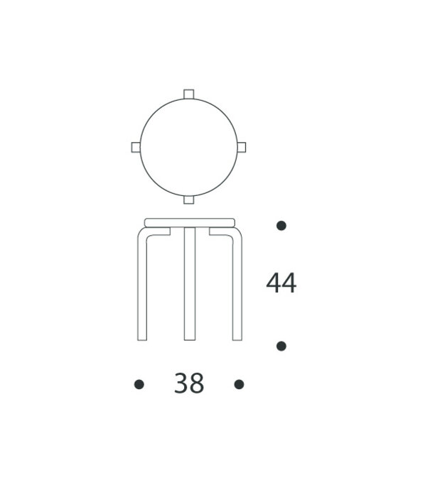 Artek  Stool E60 Kruk berken, walnoot gebeitst
