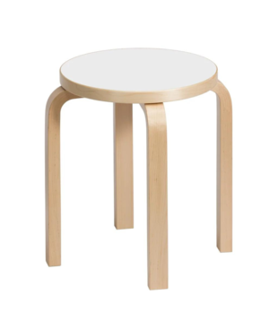 Stool E60 birch, white laminate