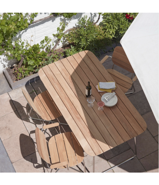 Fritz Hansen Lillium Tuinstoel teak / RVS