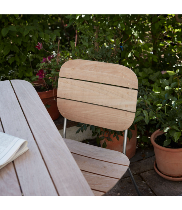 Fritz Hansen Lillium Tuinstoel teak / RVS