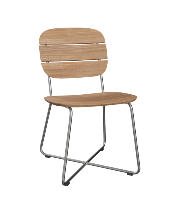 Fritz Hansen Lillium Tuinstoel teak / RVS