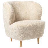 Gubi Stay Collection, Stay Lounge Chair Small Sheepskin Moonlight