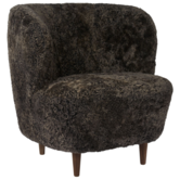 Stay Lounge Chair Espresso Sheepskin, wooden legs