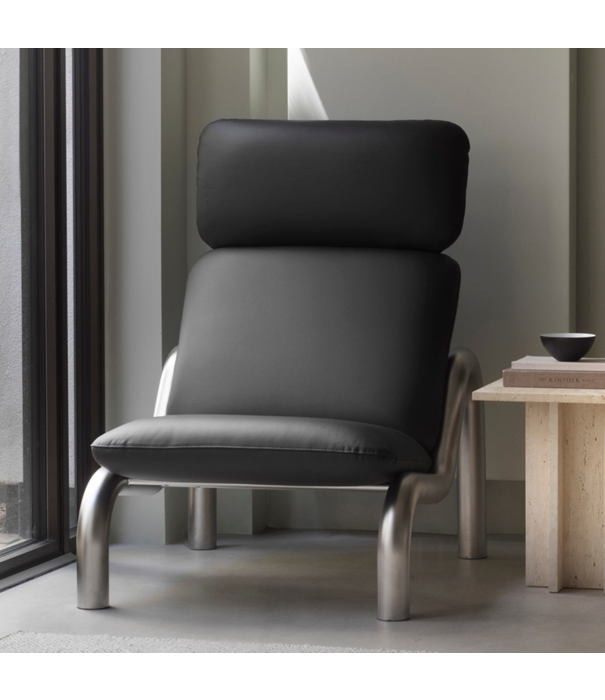 Normann Copenhagen  Tube Lounge Chair fully upholstered, stainless steel legs
