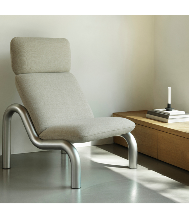 Normann Copenhagen  Tube Lounge Chair fully upholstered, stainless steel legs