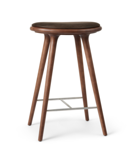 Mater High Stool Barkruk bruin beuken, bruin leer, Special Edition