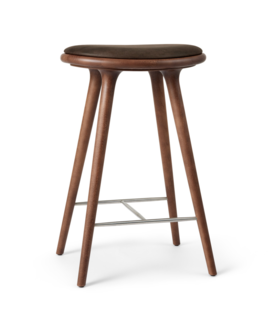 Mater High Stool brown beech, brown leather, Special Edition