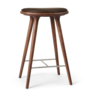 Mater High Stool Barkruk bruin beuken, bruin leer, Special Edition