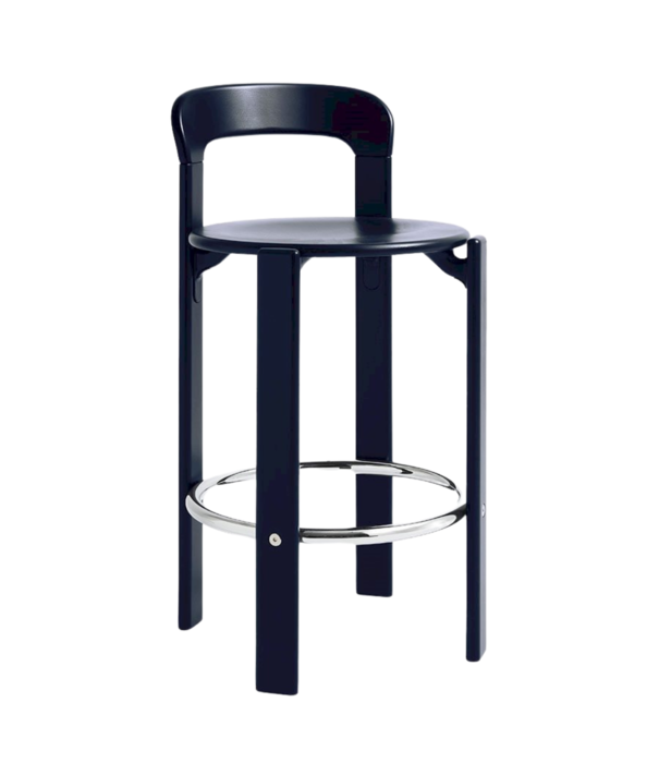 Hay  Hay Rey Bar Stool Low deep blue beech, chrome ring