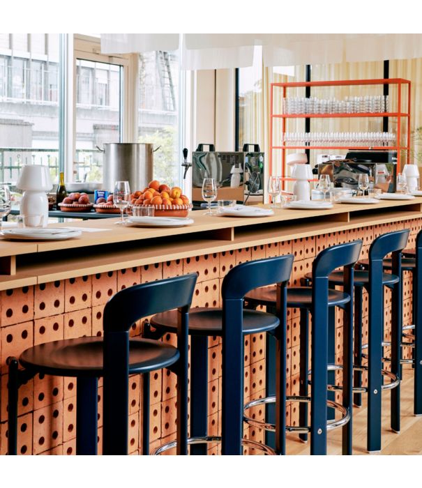 Hay  Hay Rey Barkruk Low deep blue beuken, chrome ring