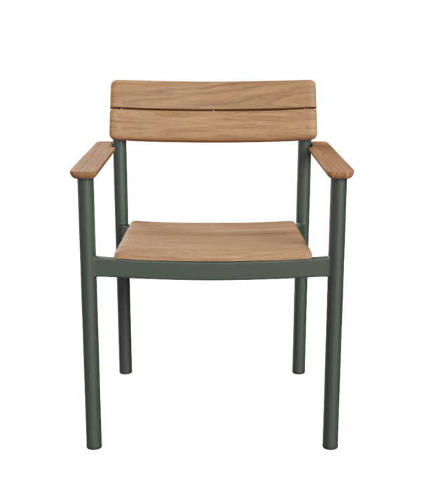 Fritz Hansen  Pelagus Stoel met arm teak, hunter green
