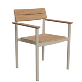 Pelagus Stoel met arm teak,  light ivory