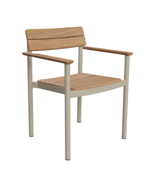 Pelagus Stoel met arm teak,  light ivory