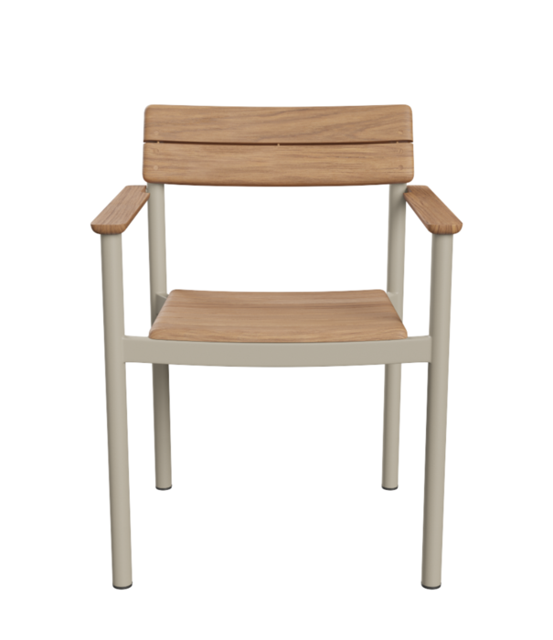 Fritz Hansen Pelagus Stoel met arm teak,  light ivory