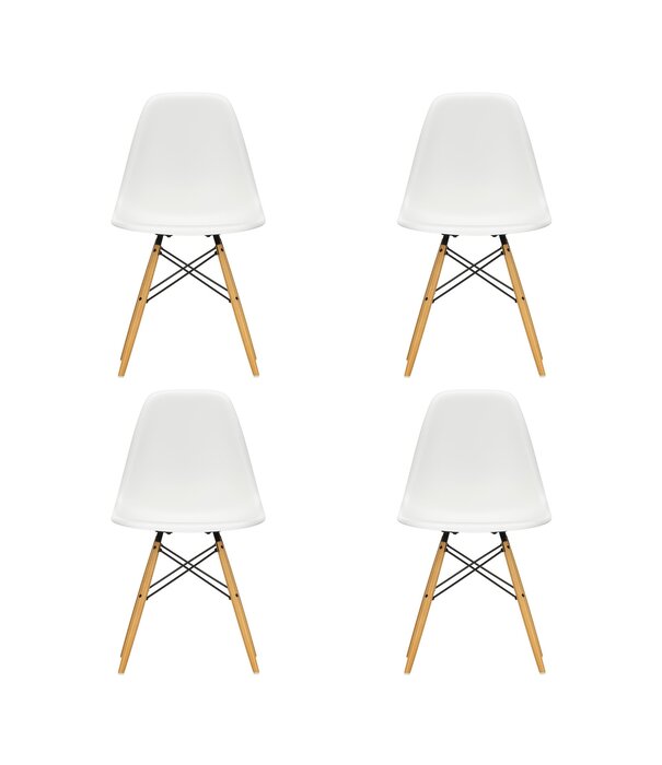 Vitra  Vitra - Eames Plastic Side Chair  RE DSW esdoorn goud,  set van 4