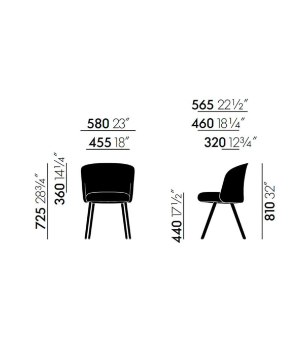 Vitra  Mikado Side Chair dark oak, fabric Iroko cognac