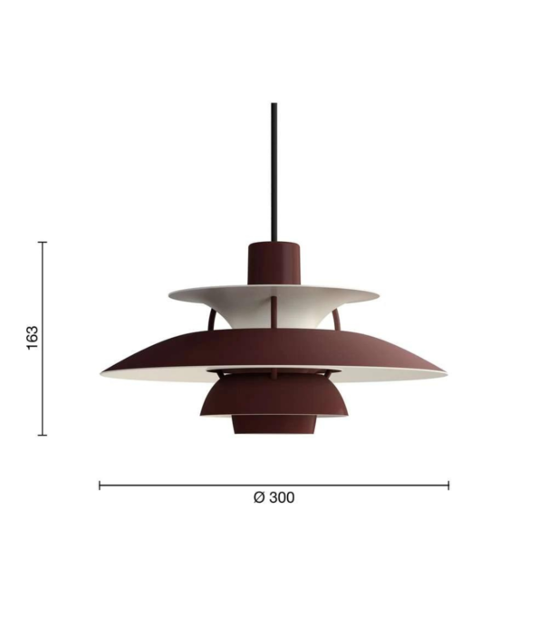 Louis Poulsen  Louis Poulsen - PH 5 Mini Monochrome Hanglamp Burgundy