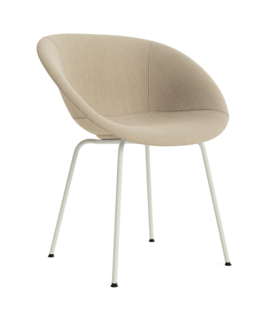 Mat Armstoel gestoffeerd, cream stalen poten