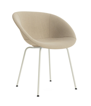 Mat Armstoel gestoffeerd, cream stalen poten