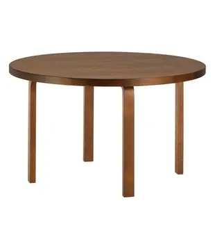 Artek Aalto Tafel 91 Rond , walnoot gebeitst berken Ø125