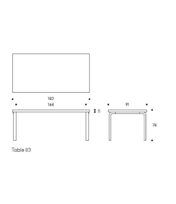 Artek  Artek Aalto Tafel 83, walnoot gebeitst berken