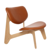 Tom Dixon - Slab lounge chair oak - cognac leather seating