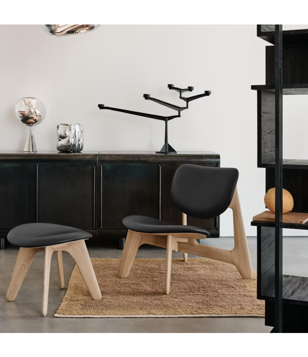 Tom Dixon  Tom Dixon - Slab lounge stoel eiken - cognac leer bekleding